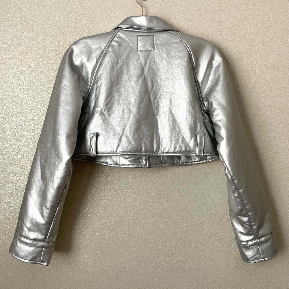 I.AM.GIA Jacket Womens Small Silver Metallic Alessandra‎ Cropped Sherpa Lined - Picture 7 of 13